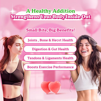 Collagen Peptides Gummies 5000MG – Strawberry Sugar Free | Biotin, Hyaluronic Acid, Vitamin C (Types I–X)