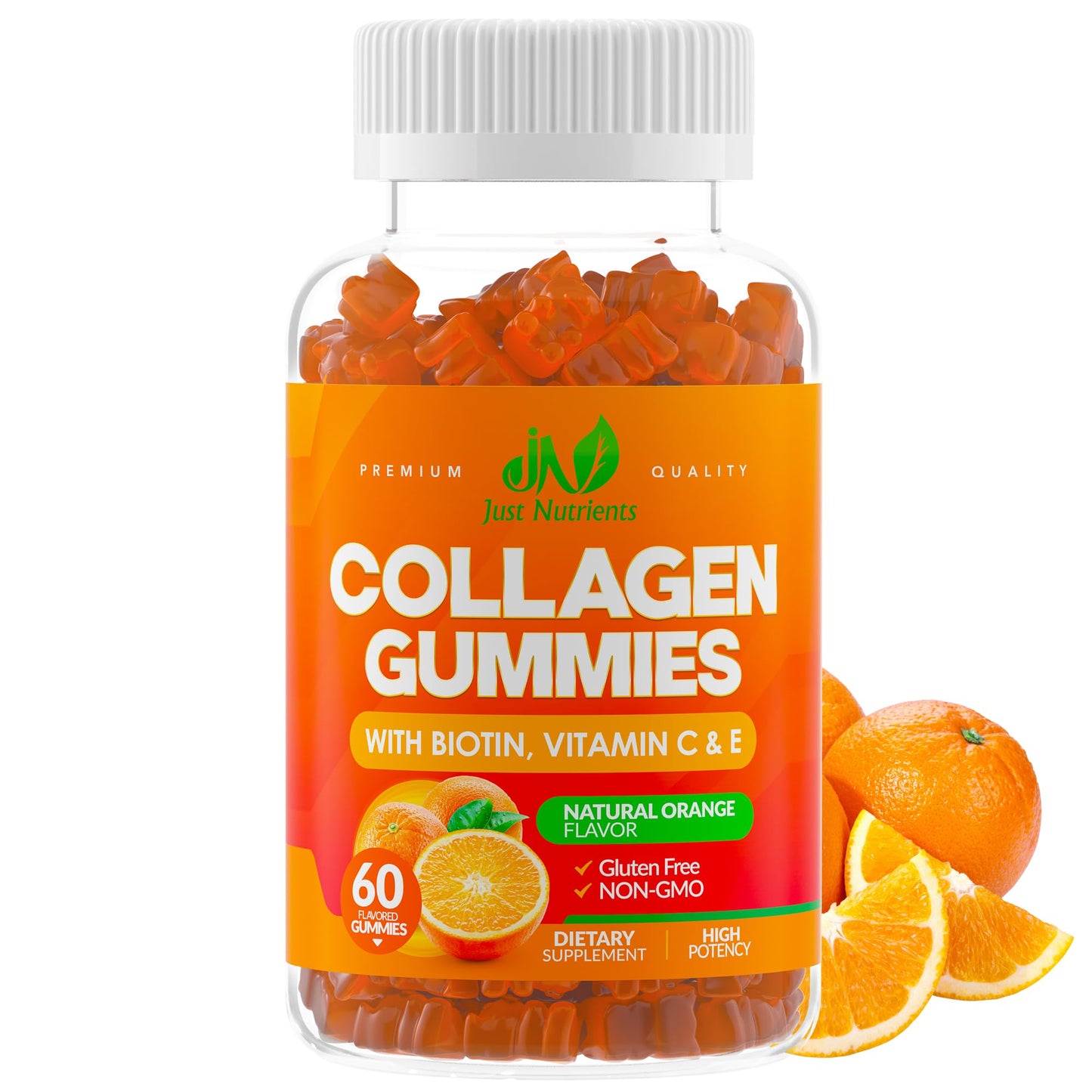Collagen Peptides Gummies with Biotin, Vitamin C & E – Hair, Skin & Nails Support – Gluten-Free, Non-GMO | 60 Gummies