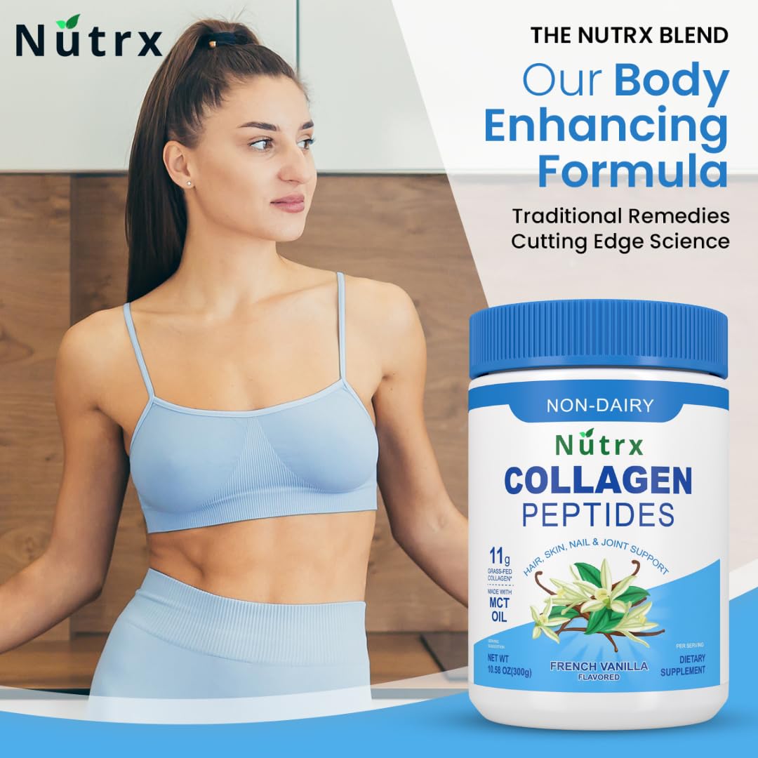 Collagen Peptides Powder Vanilla - Sugar Free, Non-Dairy Protein Powder by Nutrx
