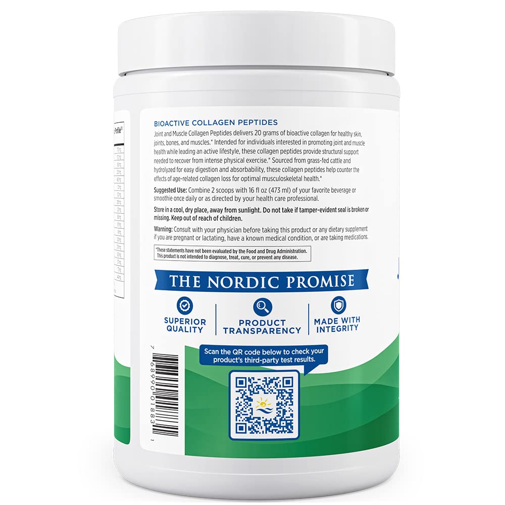 Nordic Naturals Joint and Muscle Collagen Peptides, Unflavored – 10.6 oz, 15 Servings