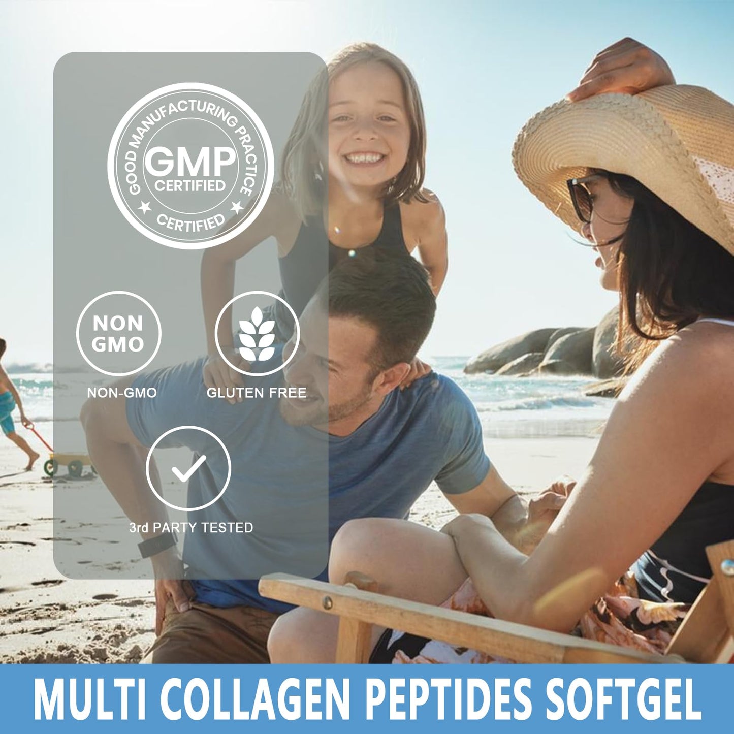 Collagen Peptides Softgels – Multi Collagen with Glucosamine, MSM, Biotin | Non-GMO