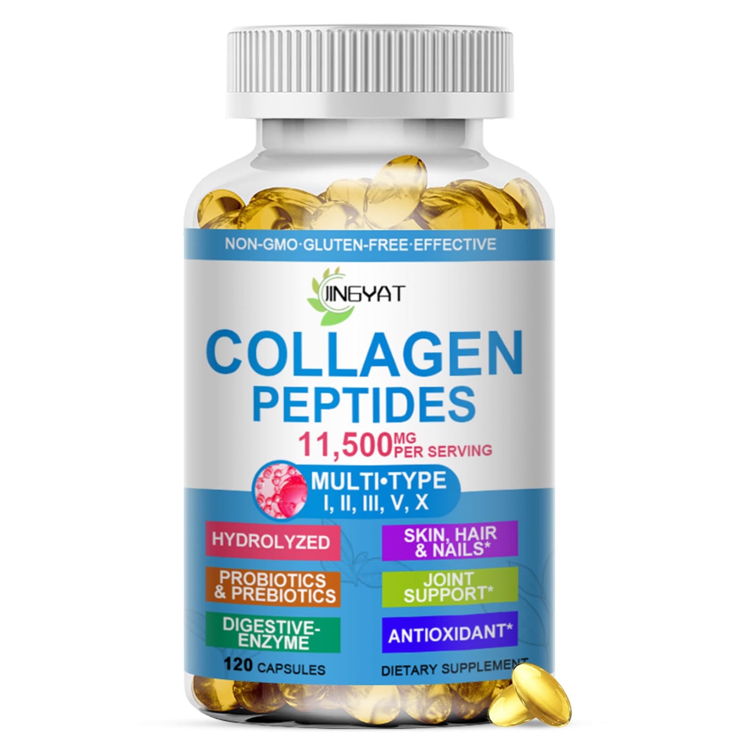 Collagen Peptides Softgels – Multi Collagen with Glucosamine, MSM, Biotin | Non-GMO