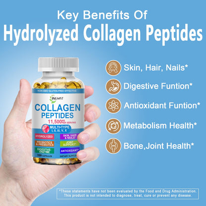 Collagen Peptides Softgels – Multi Collagen with Glucosamine, MSM, Biotin | Non-GMO