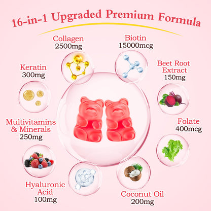 2 Pack Multi Collagen Peptides Gummies – Type I-V, Biotin, HA, Vitamins