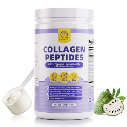 Collagen Peptides Powder for Women - Night Repair Marine Type I Soursop 450g / 16oz