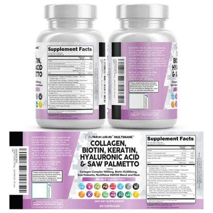 Clean Nutraceuticals Collagen Pills 1000mg with Biotin 10000mcg – Hair, Skin & Nails (90 Count)