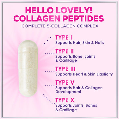 Multi Collagen 2400 mg - Types I, II, III, V & X | Hydrolyzed Collagen Capsules for Hair, Skin, Nails & Joints - 120 Capsules