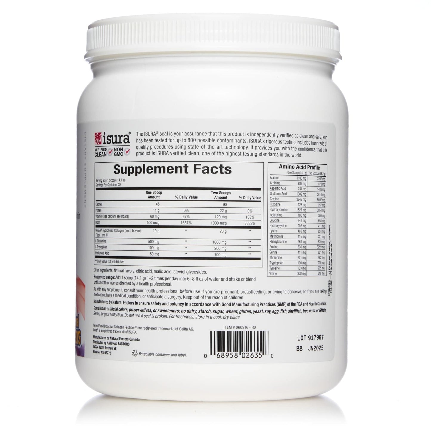 Natural Factors Total Body Collagen – Bioactive Collagen for Hair, Skin & Nails | 500 g
