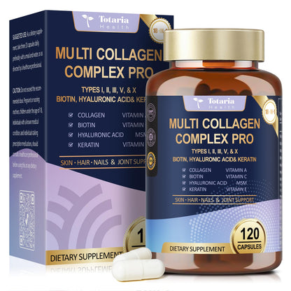 18-in-1 Collagen Pro with Hyaluronic Acid – Multi Collagen Peptides 120 Caps