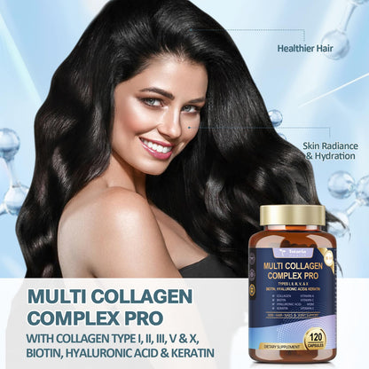18-in-1 Collagen Pro with Hyaluronic Acid – Multi Collagen Peptides 120 Caps