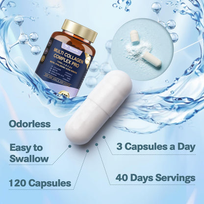 18-in-1 Collagen Pro with Hyaluronic Acid – Multi Collagen Peptides 120 Caps