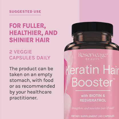 Reserveage Ultra Collagen Booster & Keratin Hair Booster – Dermaval, Biotin & Resveratrol | Hair & Skin Support