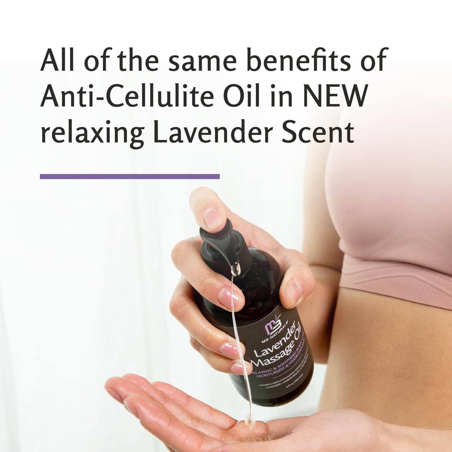 Lavender Massage Oil with Collagen & Stem Cells – M3 Naturals, 8 fl oz