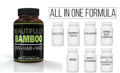 Beautifully Bamboo Ultra Vitamin for Hair, Skin & Nails | Bamboo Silica, Biotin (60 capsules)