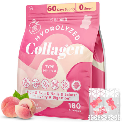 Collagen Gummies for Women – Multi-Collagen Type I-V, 0 Sugar, 180 Gummies