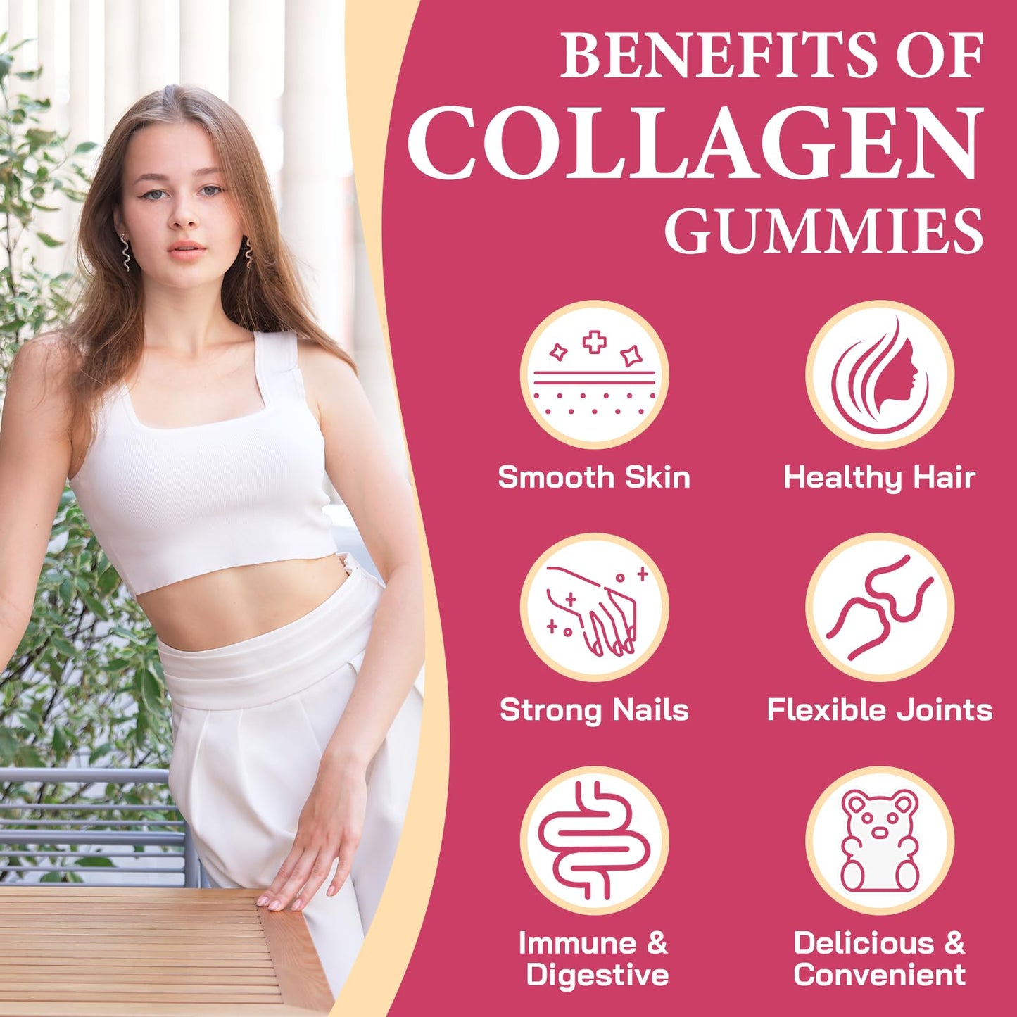 Collagen Gummies for Women – Multi-Collagen Type I-V, 0 Sugar, 180 Gummies