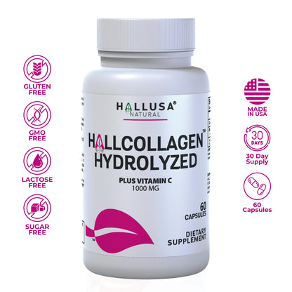 Hydrolyzed Collagen + Vitamin C 1000 mg – Skin, Hair & Joints | 60 Caps