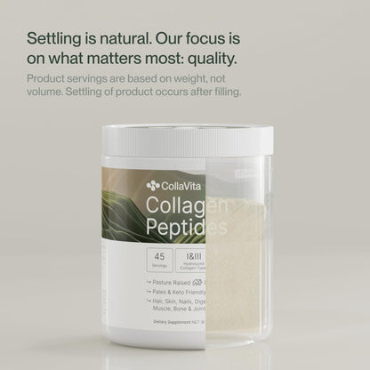 Colla Vita Grass-Fed Collagen Peptides Powder – Type I & III, Unflavored, 16 oz (45 Servings) – Hair, Skin, Nails & Joints