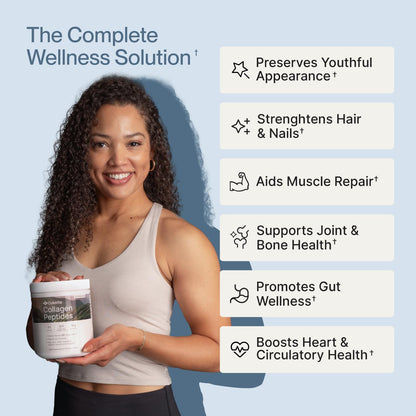 Colla Vita Grass-Fed Collagen Peptides Powder – Type I & III, Unflavored, 16 oz (45 Servings) – Hair, Skin, Nails & Joints