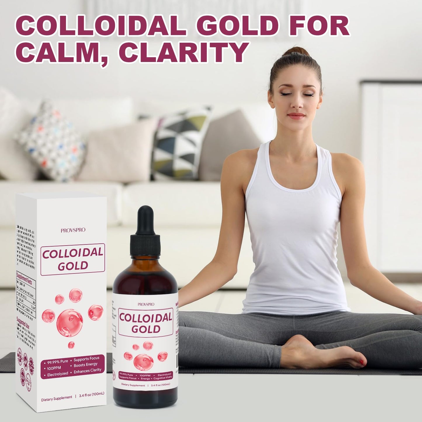 Colloidal Gold 100ppm – 24K Nano-Gold, Natural Electrolyte, 4 oz