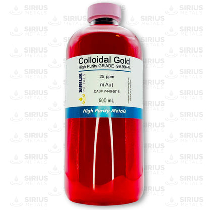 True Colloidal Gold 25 ppm – 500 mL, 99.99% Purity | USA Made