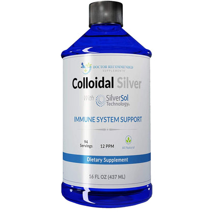 Colloidal Silver Liquid 12 PPM - 16 oz | All Natural Immune Support, 96 Servings