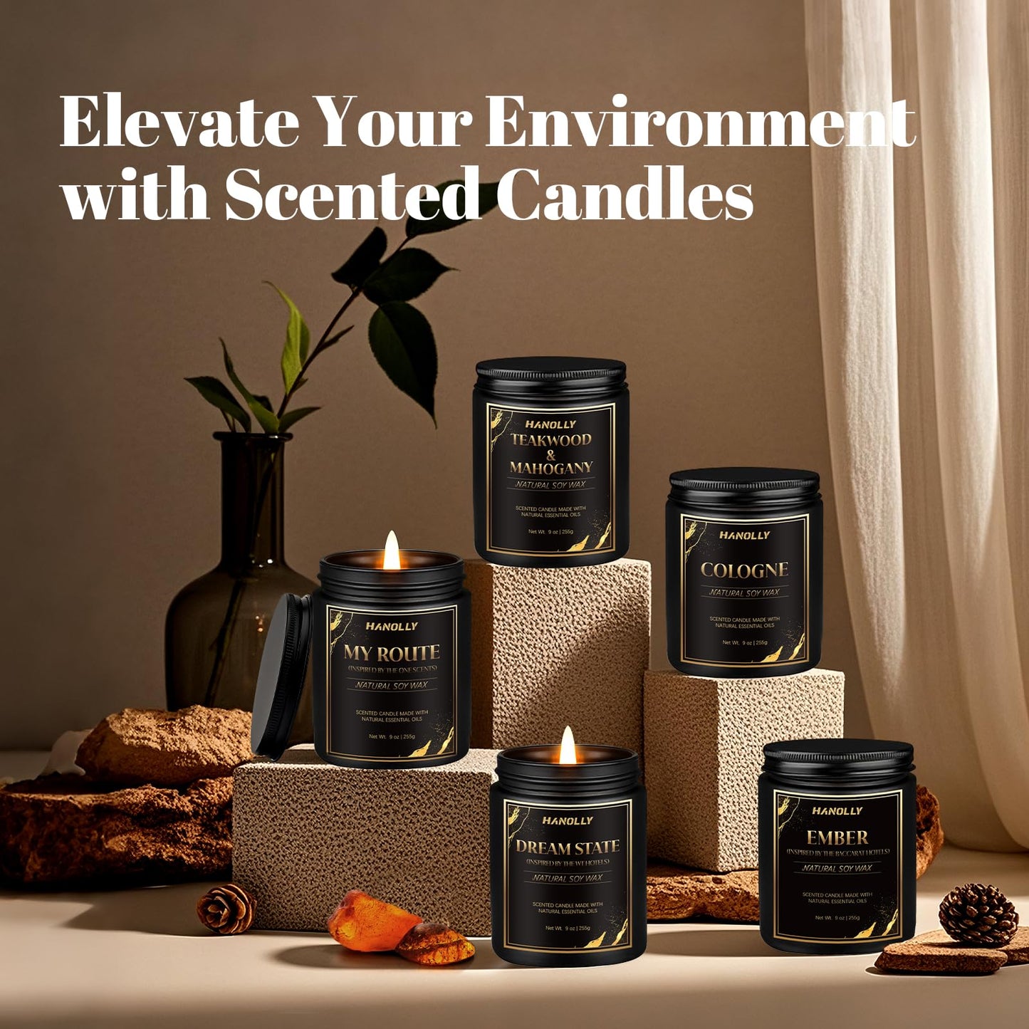 Cologne Candle - 9 oz Soy Wax Scented Candle for Men | Masculine Aromatherapy Gift