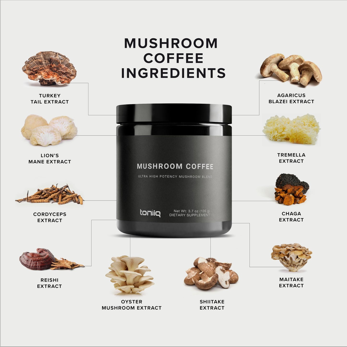 Mushroom Coffee Ultra High Potency 10:1 | Lion's Mane & Cordyceps | Colombian Beans | Lab Tested