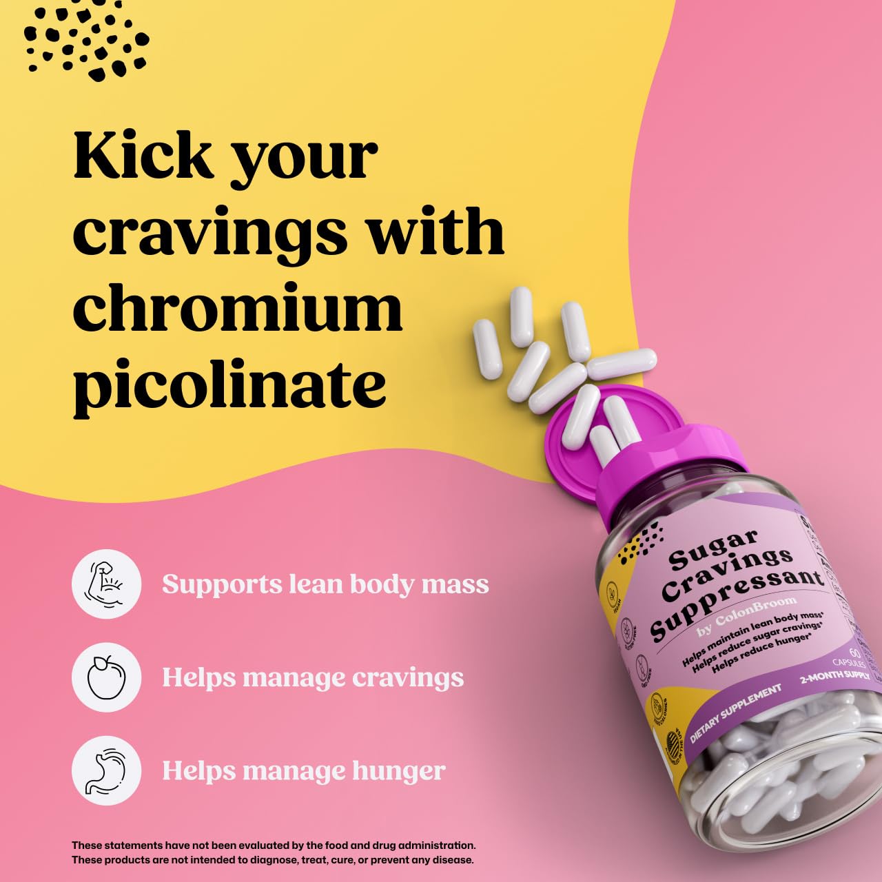 ColonBroom Chromium Picolinate 200mcg - Colon Broom Anti Sugar Craving Suppressant - 60 Capsules, Vegan, Gluten Free, Non-GMO