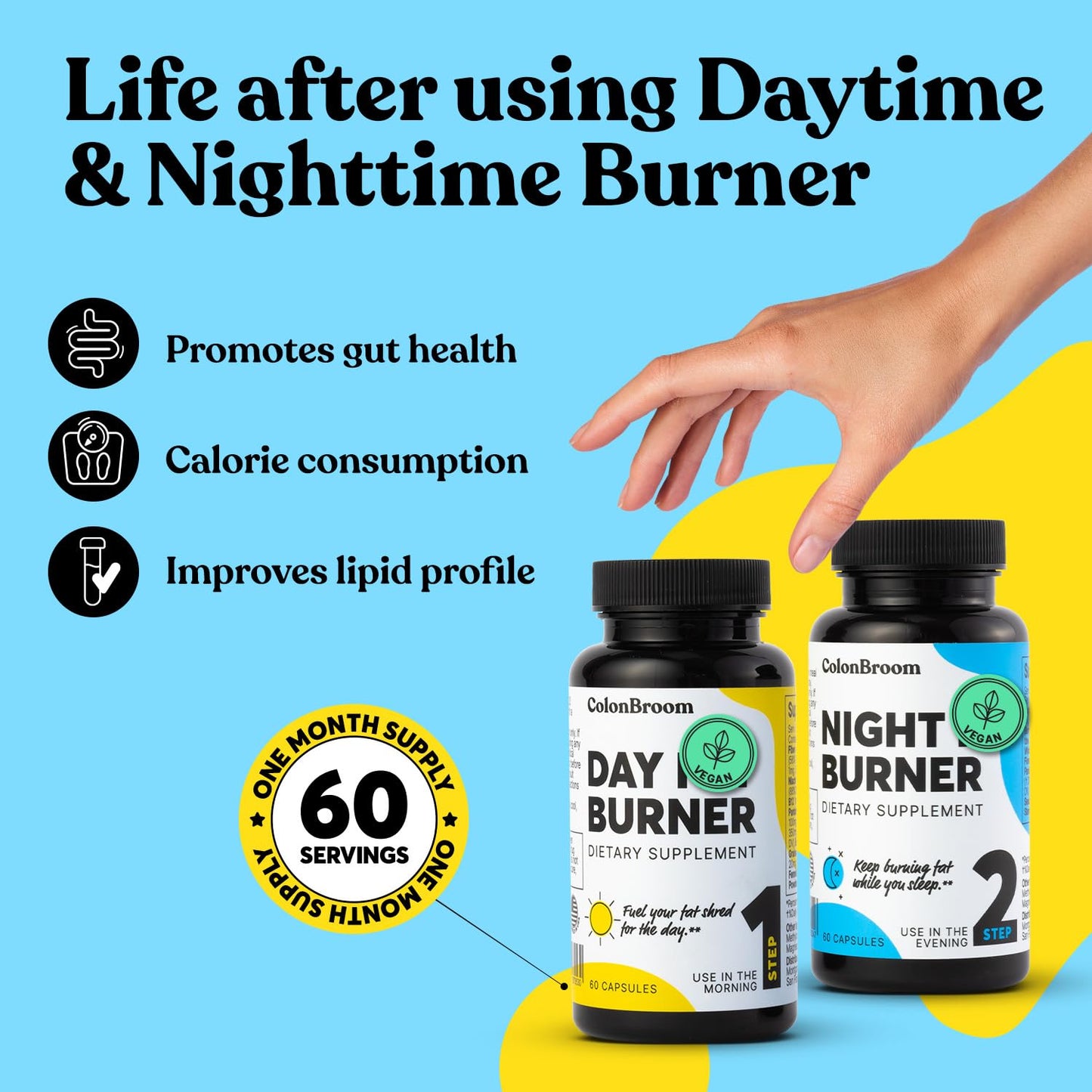 ColonBroom Day & Night Burner – 60 Vegan Capsules (Women & Men)