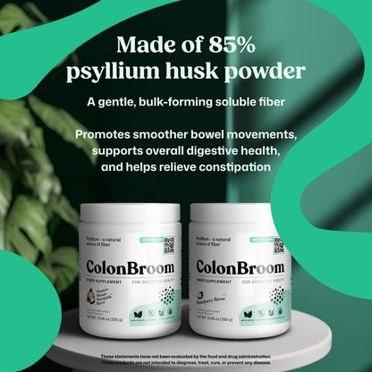 ColonBroom Psyllium Husk Powder - Bloating Relief & Digestive Health (2 Pack)