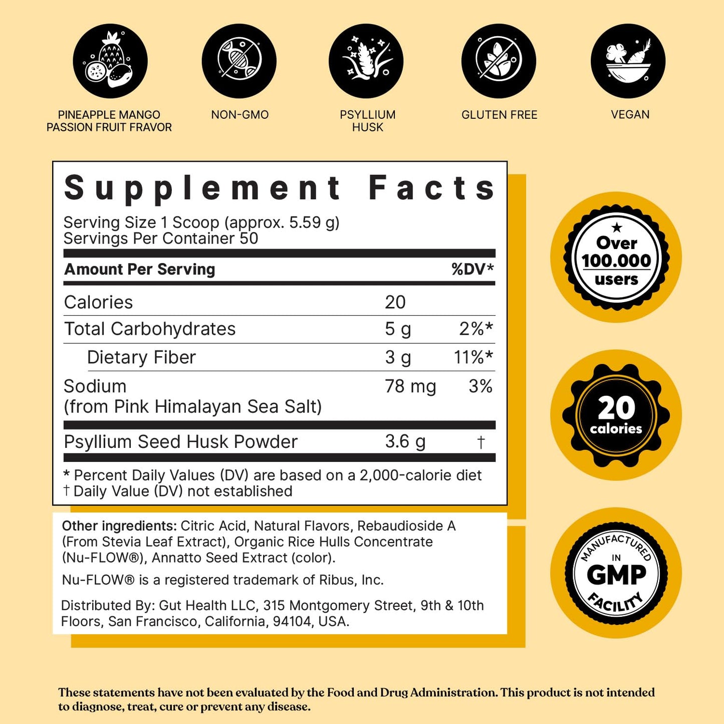 ColonBroom Psyllium Husk Powder with Stevia (Tropical Fruits) – Colon Cleanse & Digestive Fiber Powder – 150 Servings