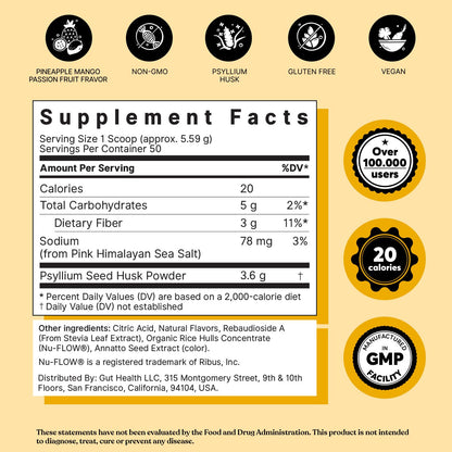 ColonBroom Psyllium Husk Powder with Stevia (Tropical Fruits) – Colon Cleanse & Digestive Fiber Powder – 150 Servings