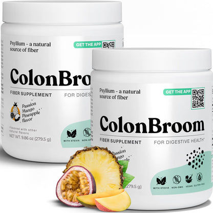 ColonBroom Psyllium Husk Powder with Stevia – Tropical Fruits Flavor, 100 Servings