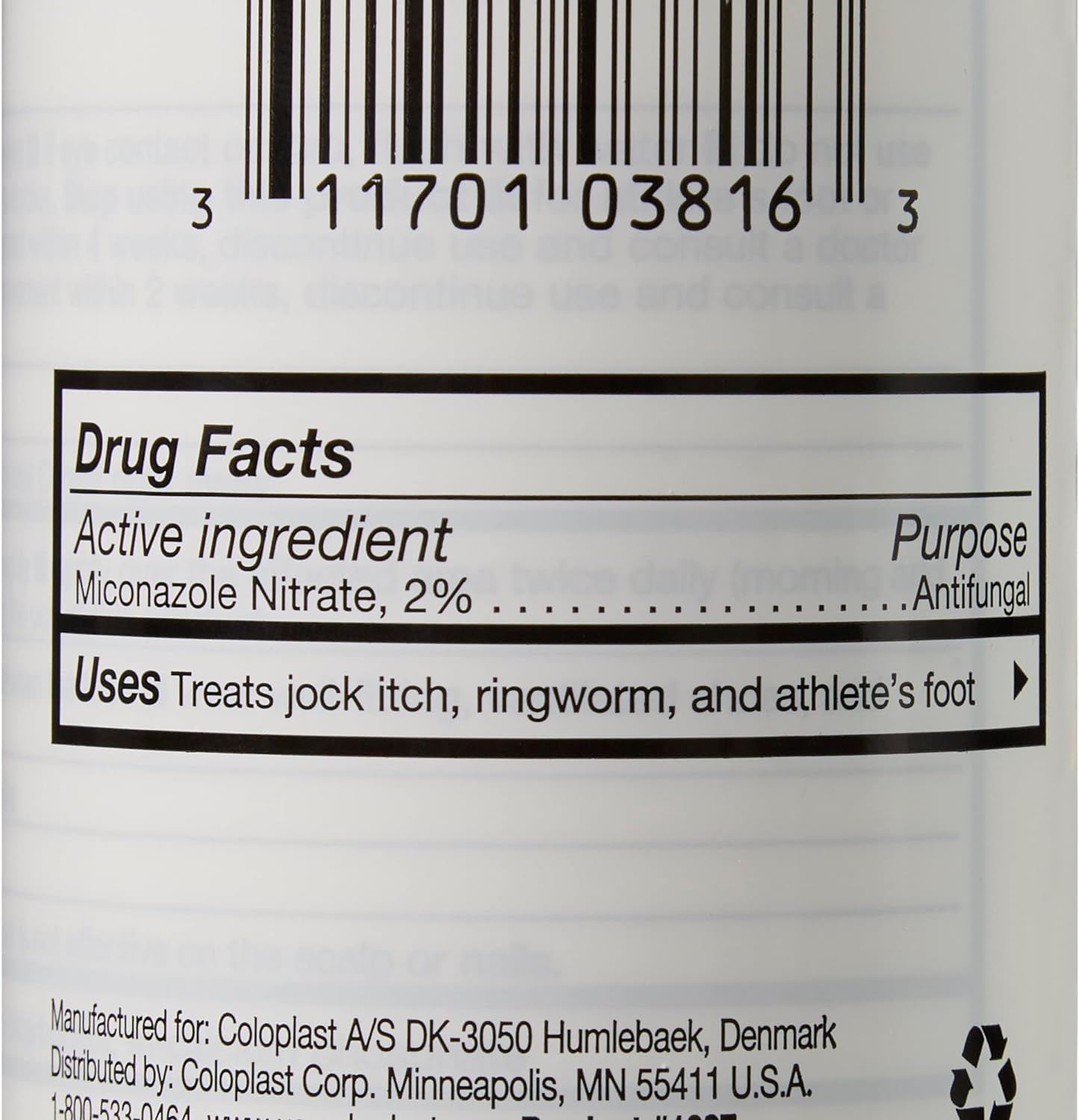 Coloplast Micro-Guard 2% Miconazole Nitrate Powder – 3 oz Shaker Bottle