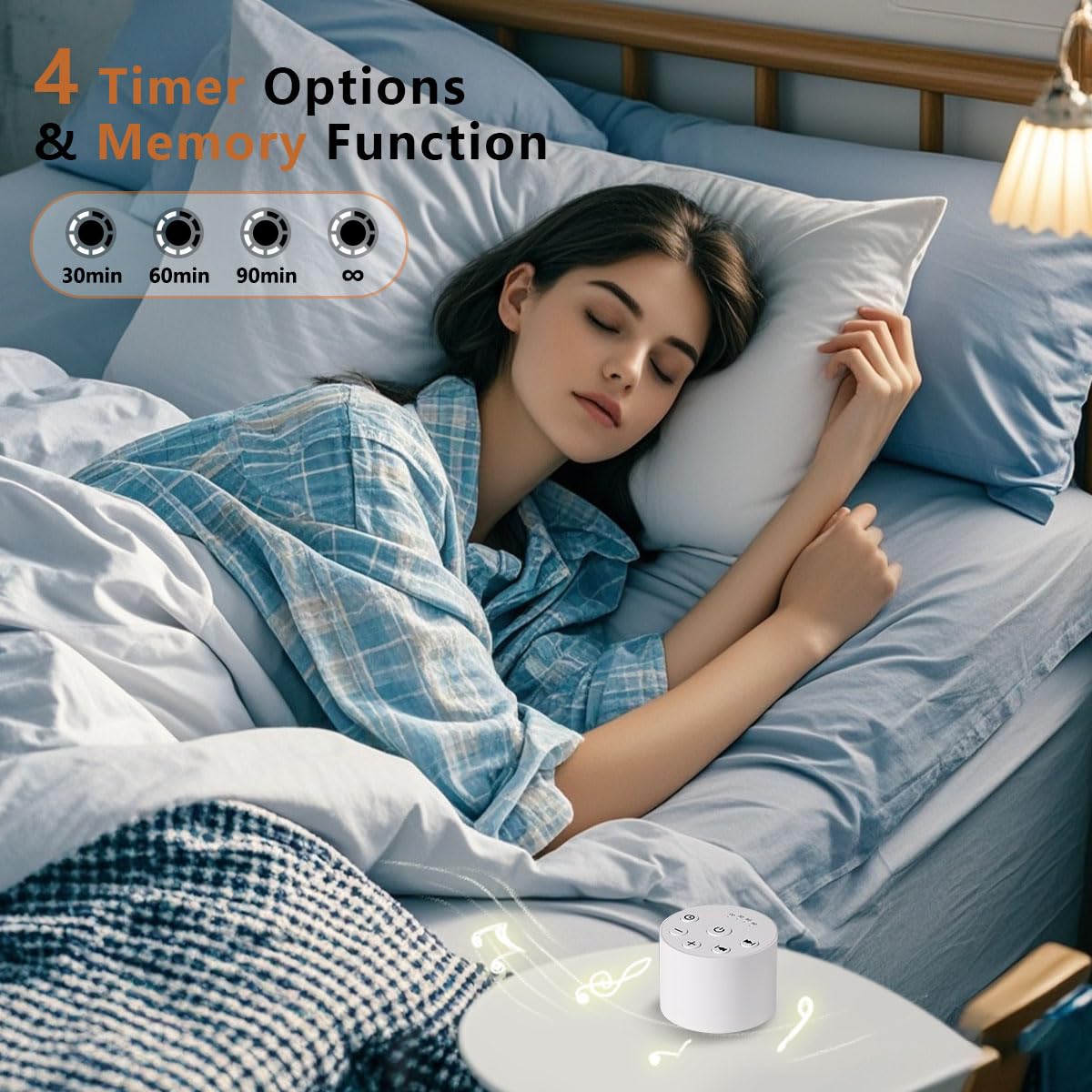 Color Noise Sleep Sound Machine – Portable White Noise with 30 Sounds, 32 Volume Levels, 4 Timers