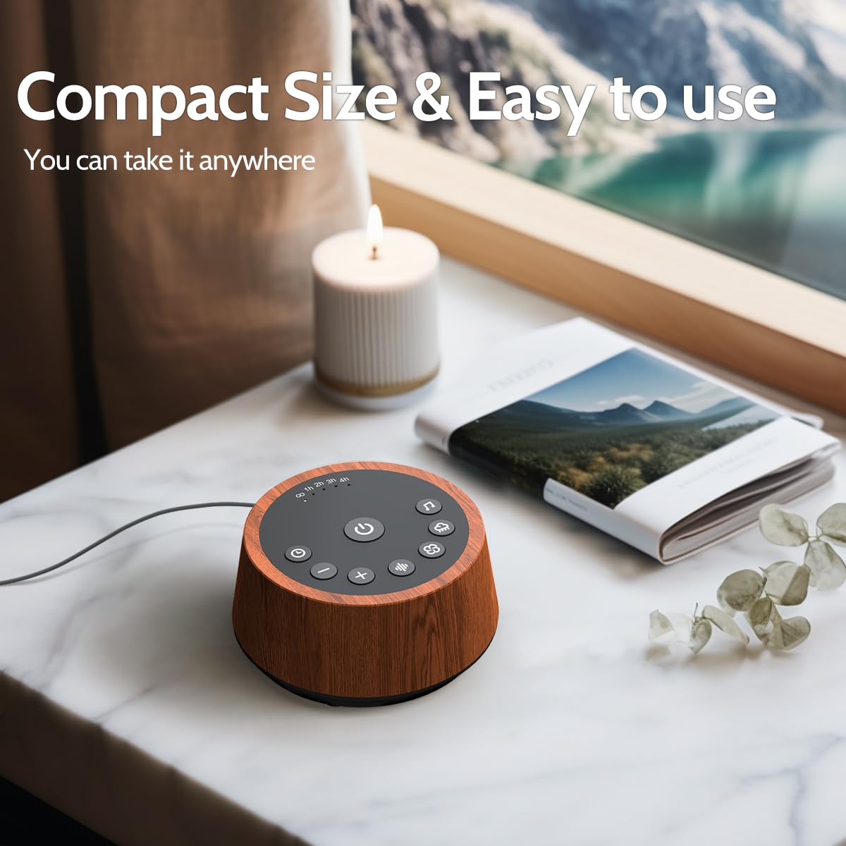 Color Noise Sleep White Noise Sound Machine – 25 Soothing Sounds, 32 Volume Levels, 5 Timers, Wood Finish