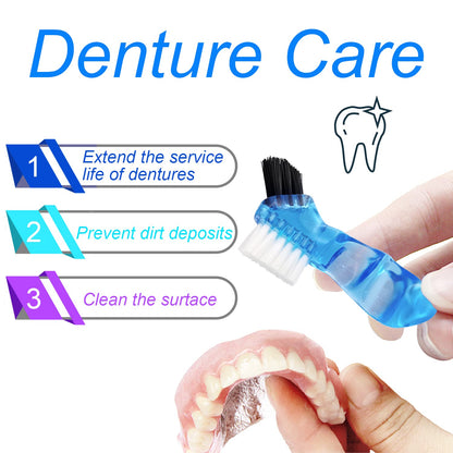 Colorful Denture Bath Case with Brush - Waterproof Mouth Guard Storage (Purple)