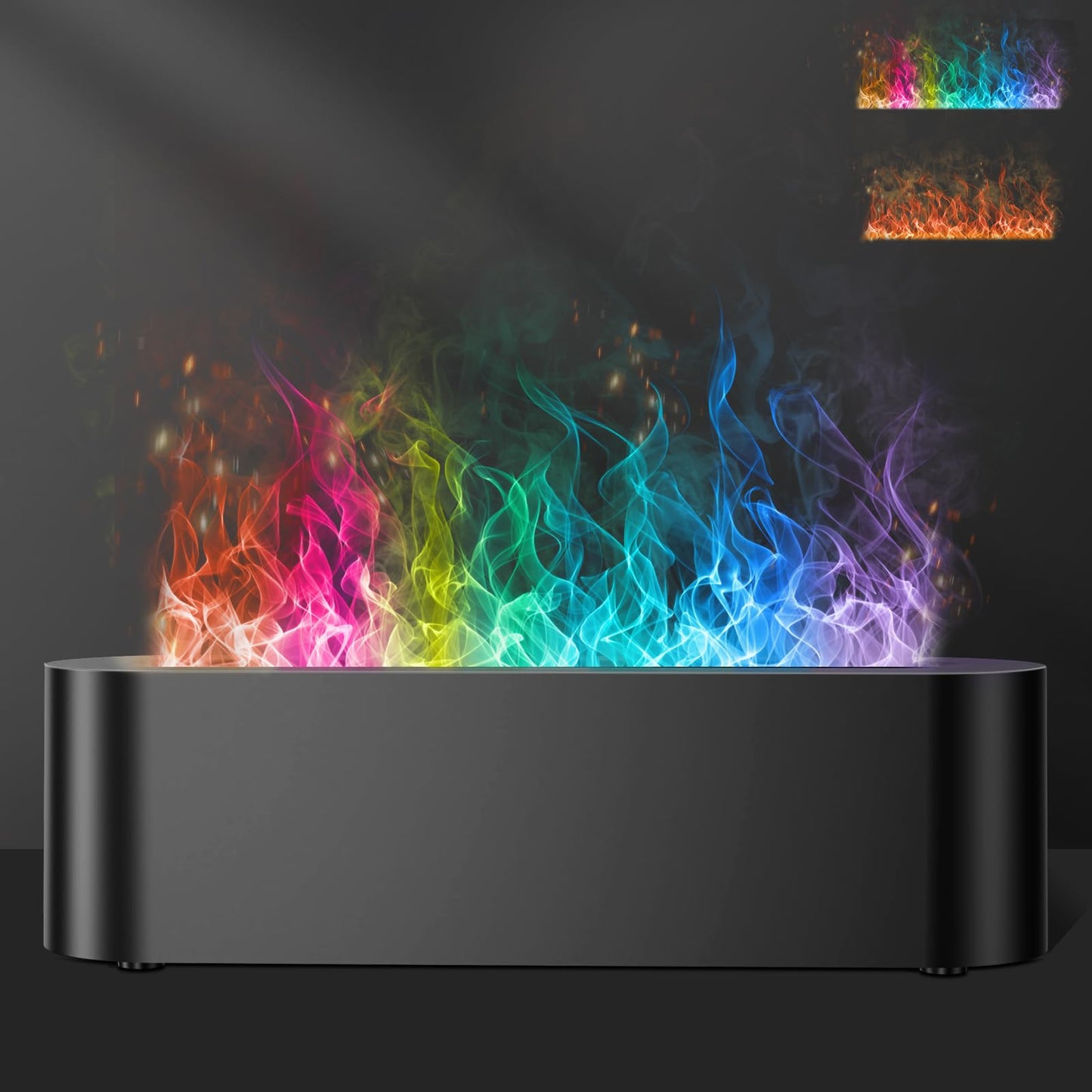 Colorful Flame Fire Diffuser Humidifier – 7-Color LED Oil Diffuser (150ml, Ultra-Quiet, Auto-Off)