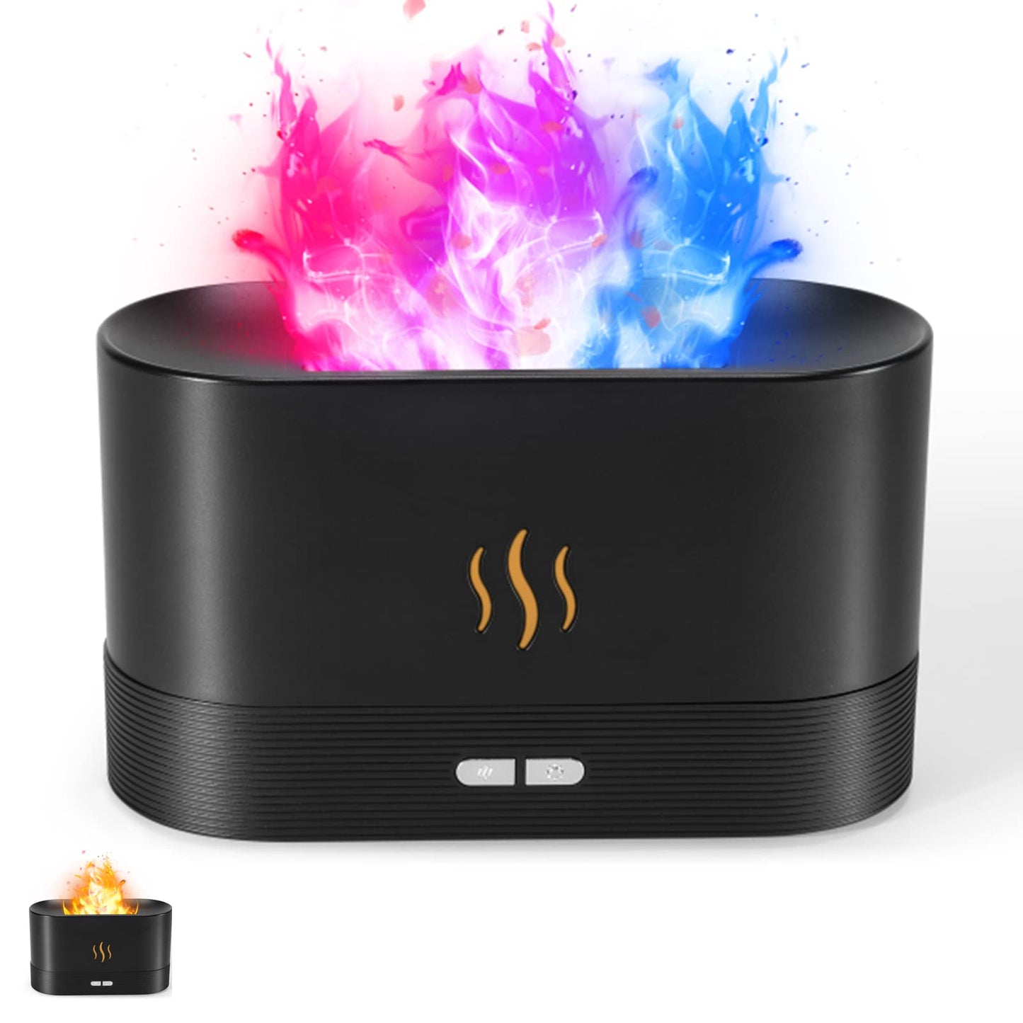 Colorful Flame Aroma Diffuser Humidifier - 7 Flame Colors, Auto-Off, 180mL