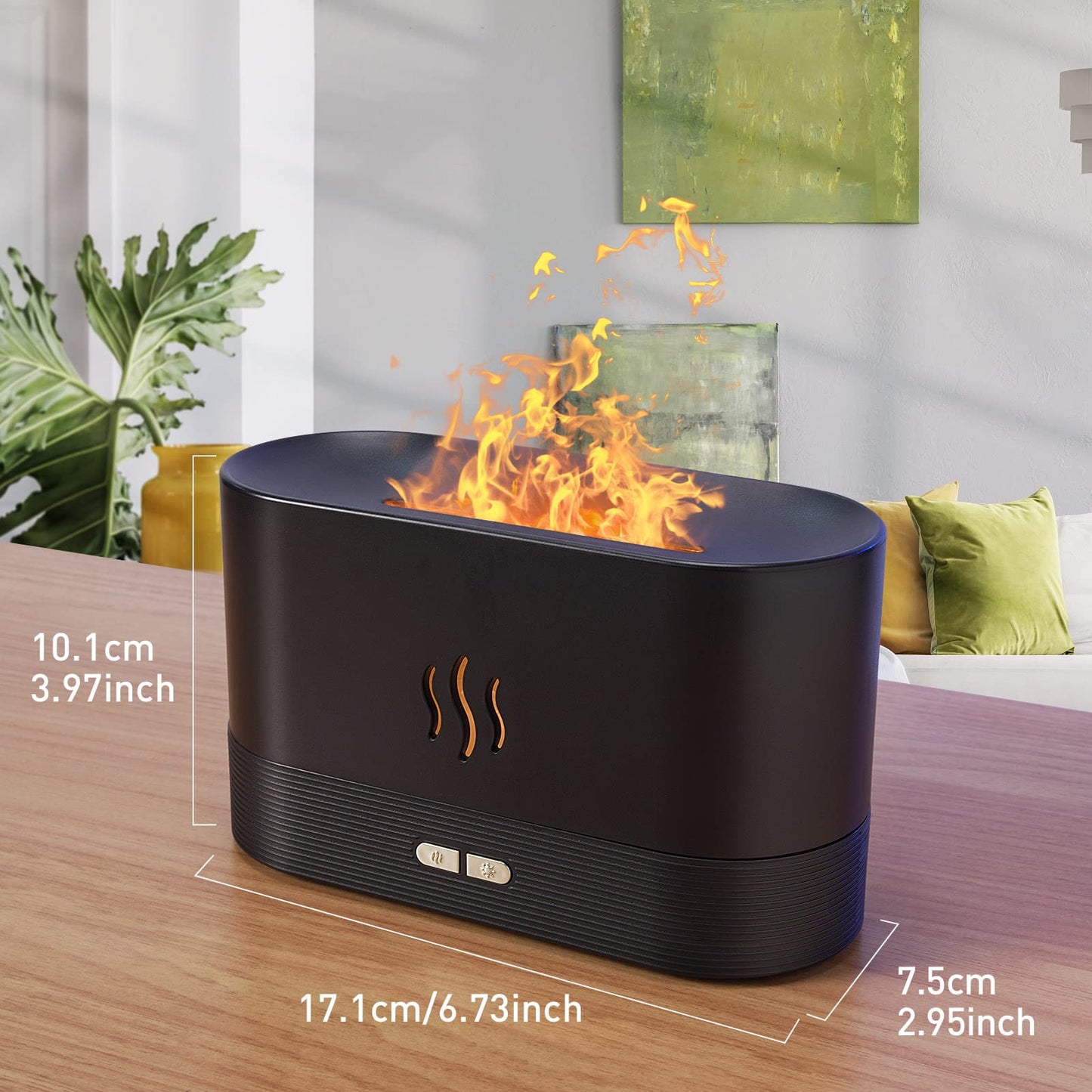 Colorful Flame Aroma Diffuser Humidifier - 7 Flame Colors, Auto-Off, 180mL