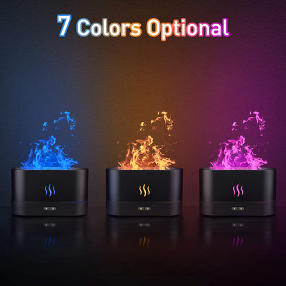 Colorful Flame Aroma Diffuser Humidifier - 7 Flame Colors, Auto-Off, 180mL
