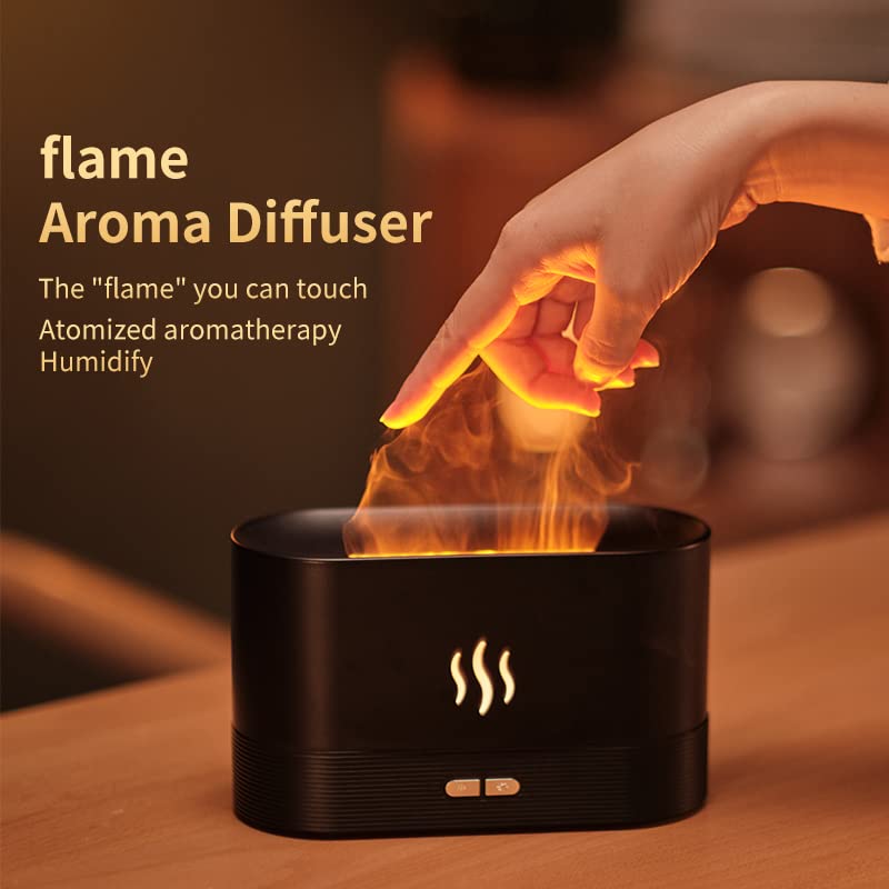 Colorful Flame Aroma Diffuser Humidifier - 7 Flame Colors, Auto-Off, 180mL