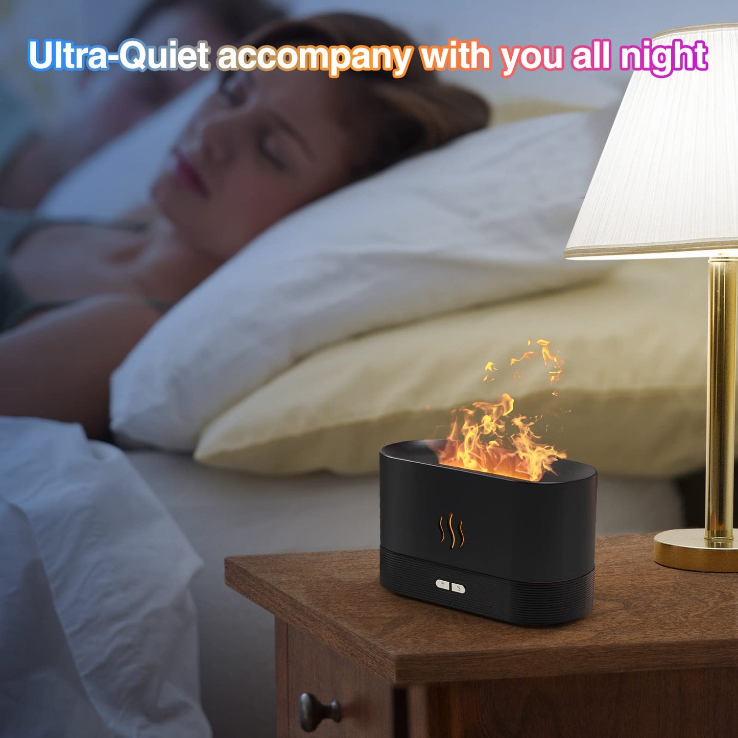 Colorful Flame Aroma Diffuser Humidifier - 7 Flame Colors, Auto-Off, 180mL