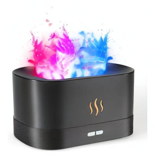 Colorful Flame Aroma Diffuser Humidifier - 7 Flame Colors, Auto-Off, 180mL