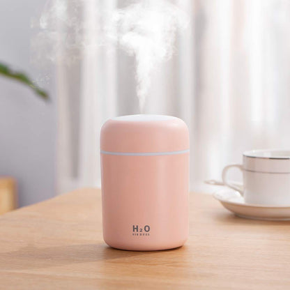 Colorful Mini USB Humidifier with Aroma Diffuser - 2 Mist Modes (Pink)