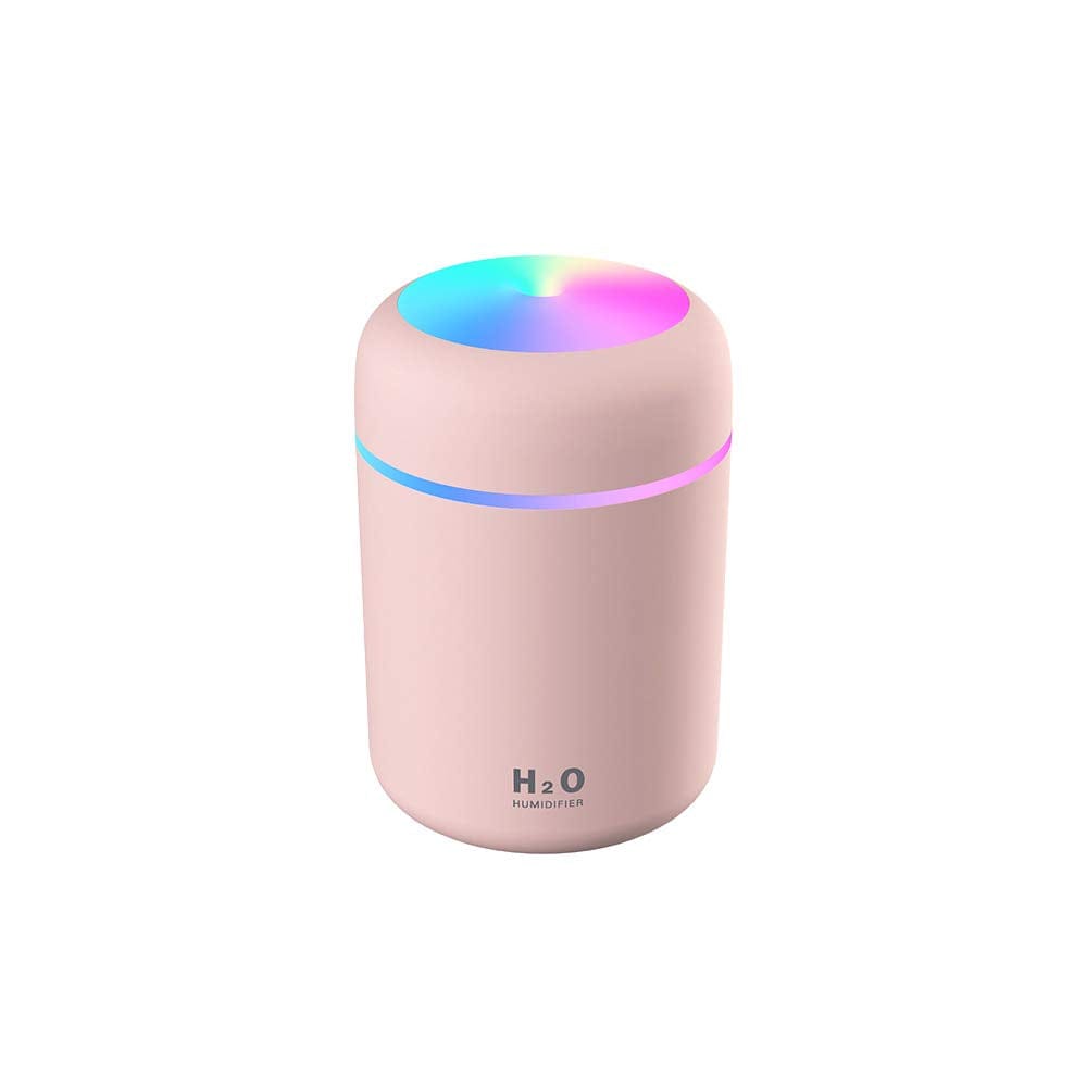 Colorful Mini USB Humidifier with Aroma Diffuser - 2 Mist Modes (Pink)