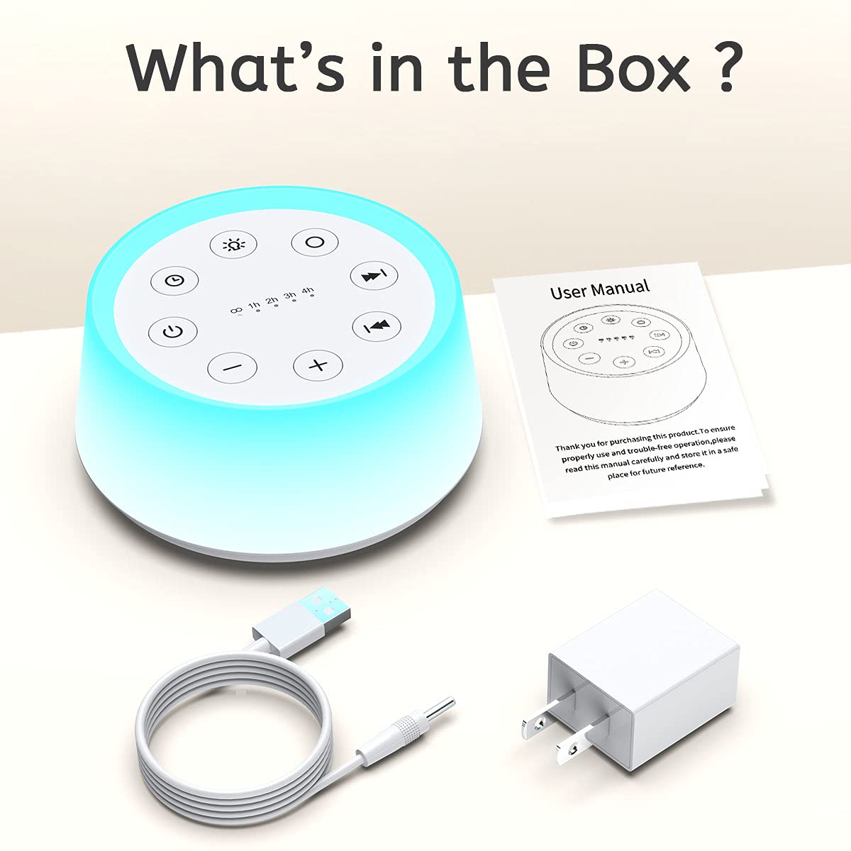 ColorsNoise Sound Machine: 30 Sounds, 12-Color Night Light, Memory Function