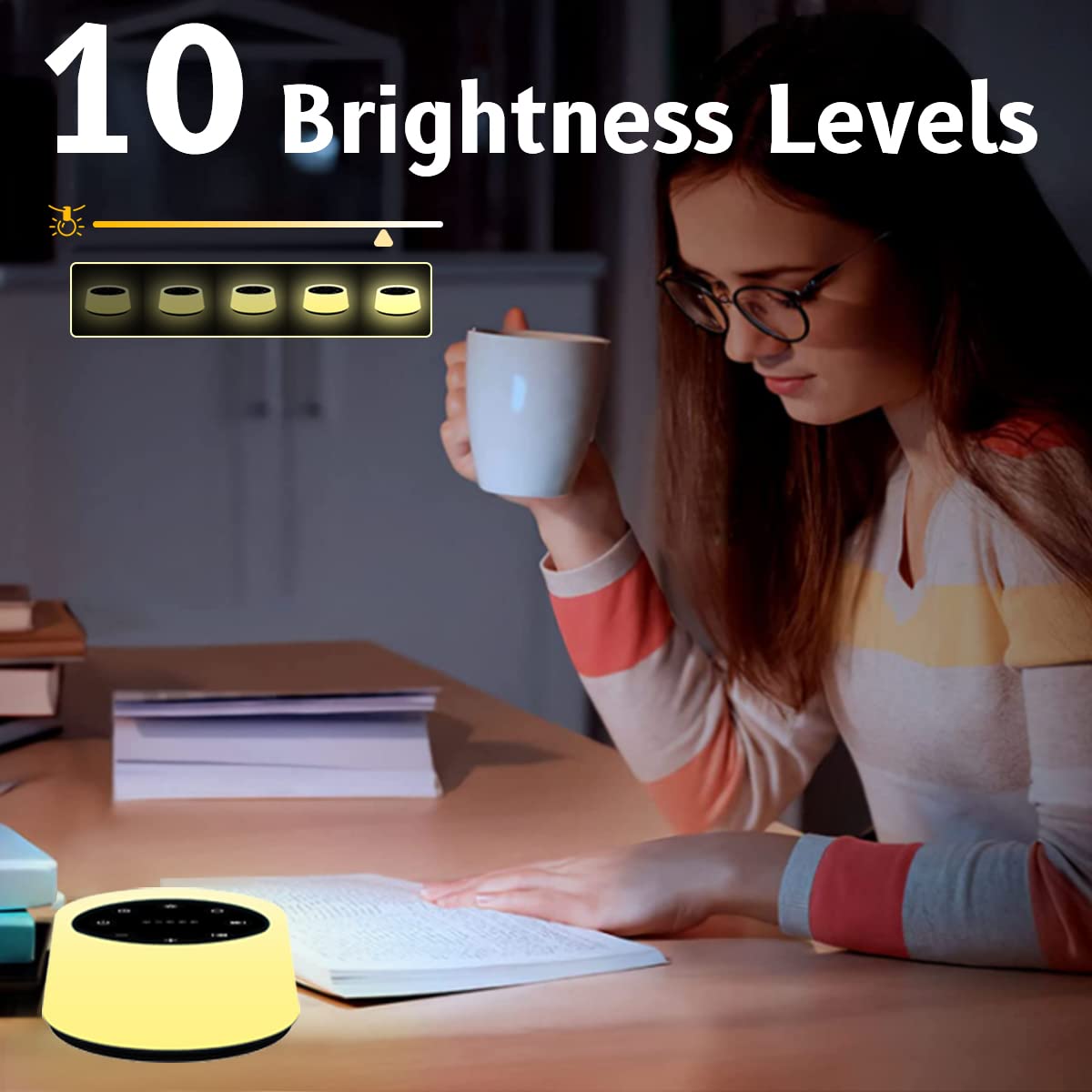ColorsNoise Sound Machine with 30 Soothing Sounds, 12-Color Night Light, Memory Function (Black)