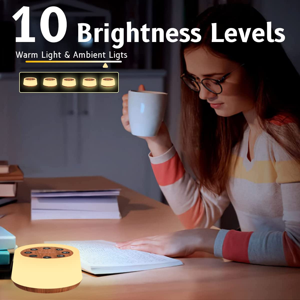 ColorsNoise Sound Machine & White Noise Machine — 30 Sounds, 12 Color Night Light, Memory Function
